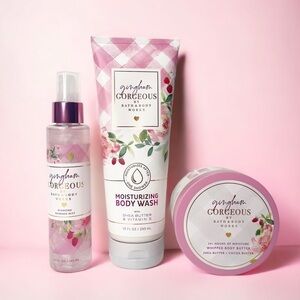 Nwt Bath & Body Works Gingham Gorgeous Gift Set Body Butter Spray Body Wash